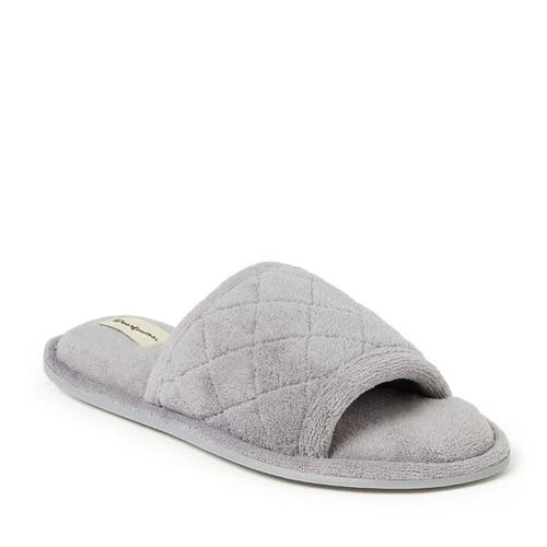 DEARFOAMS DEARFOAMS BEATRICE QUILTED MICROFIBER TERRY SHOWER SLIDE SLIPPER