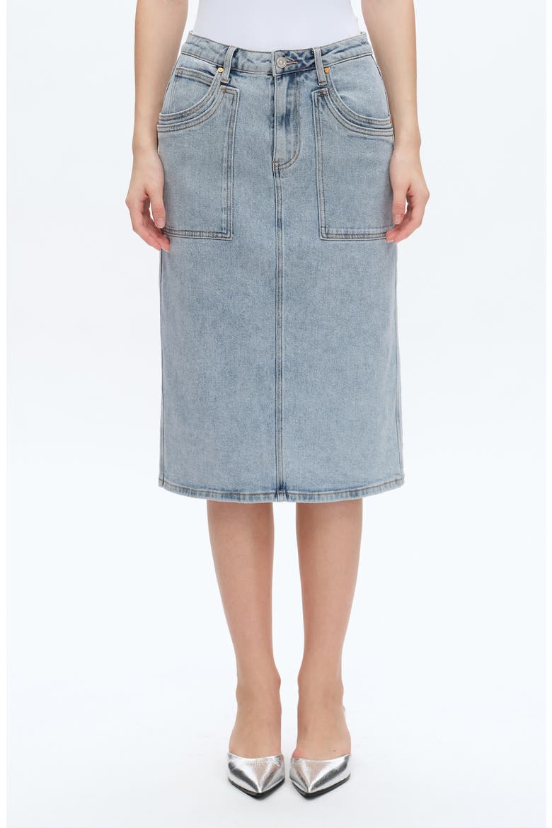 Beth Denim Midi Skirt, Main, color, WHISPY