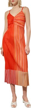Ming Wang Ombré Stripe Crêpe de Chine Midi Dress