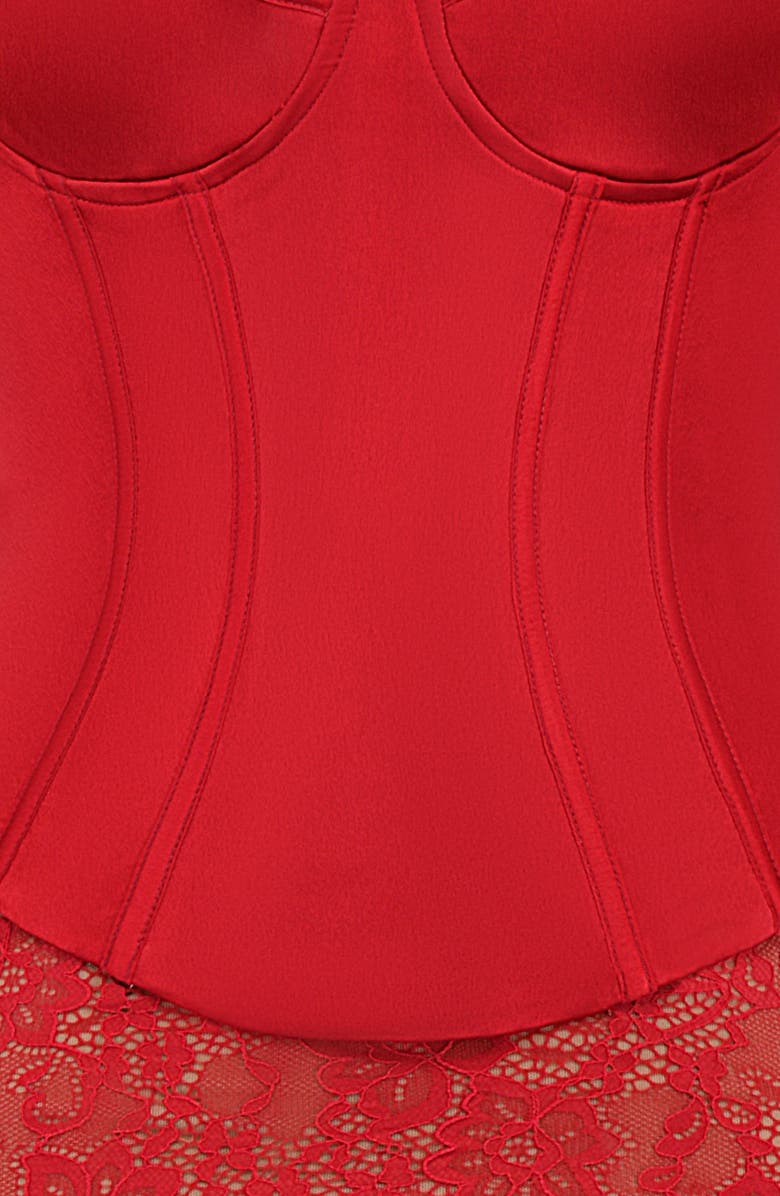 Mistress Rocks Long Sleeve Lace & Satin Corset Minidress, Alternate, color,