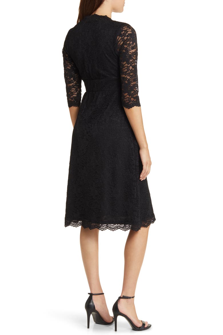 Scalloped Boudoir Lace Cocktail Dress, Alternate, color, ONYX