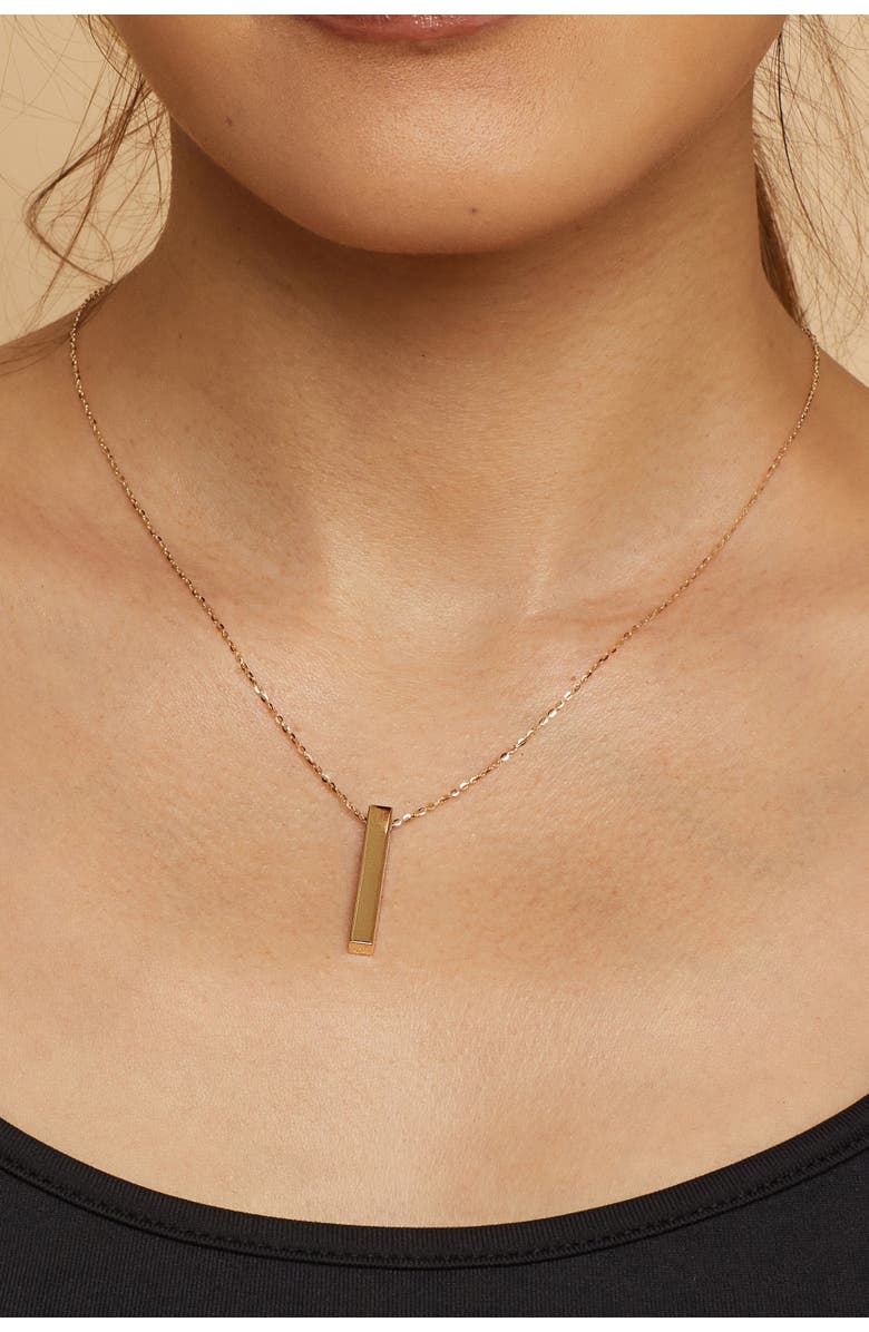 Oradina 10K Gold Brooklyn Bar Pendant Necklace, Alternate, color, White Gold