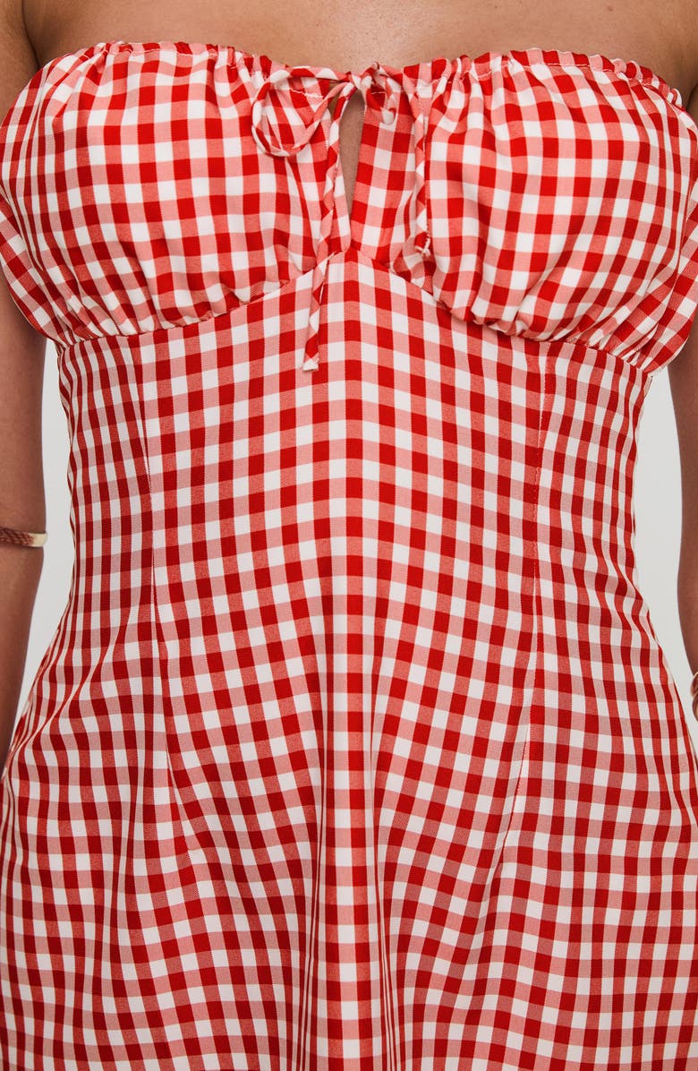 Princess Polly Double Date Gingham Strapless Minidress, Alternate, color, Red Gingham