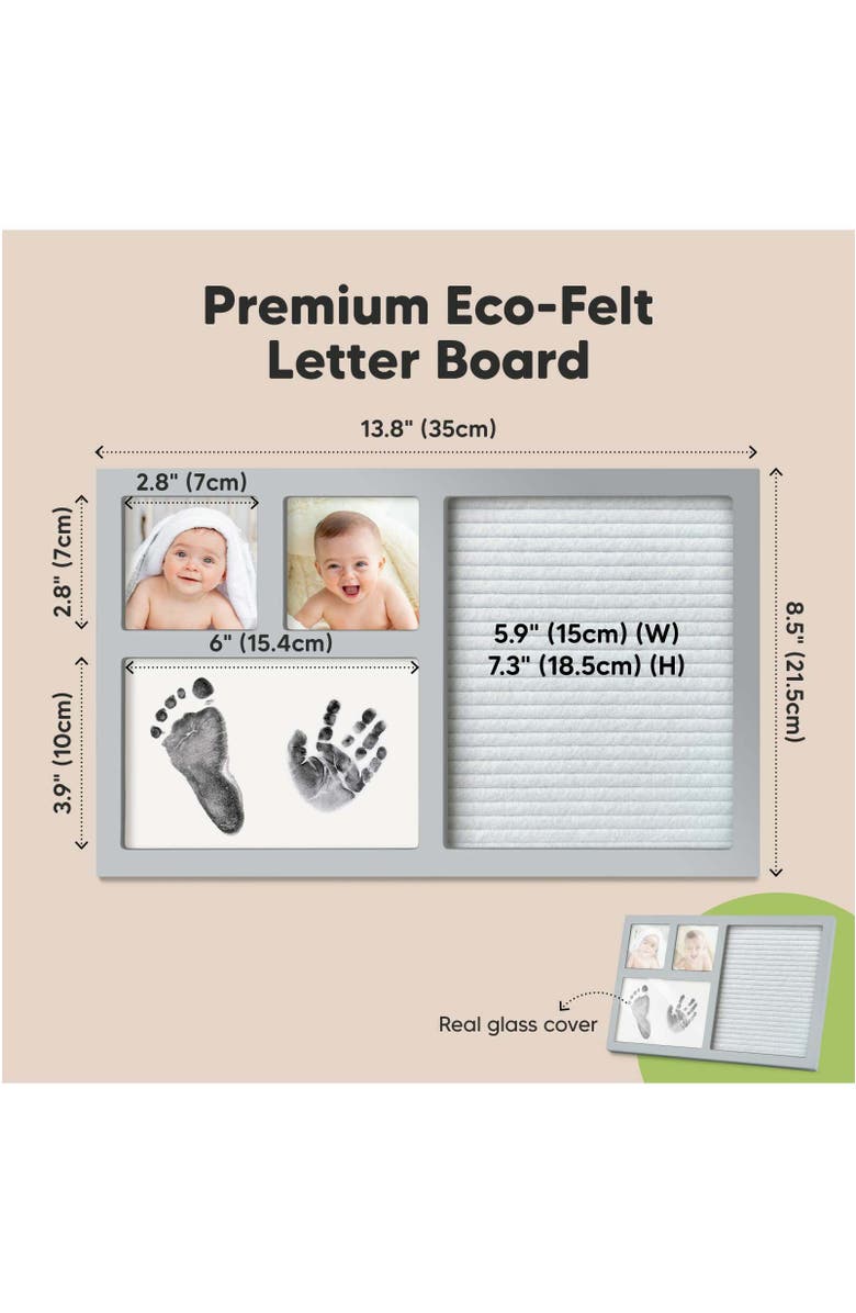 KeaBabies Heartfelt Clean Touch Inkless Hand & Footprint Frame Kit with Letterboard, Alternate, color, 