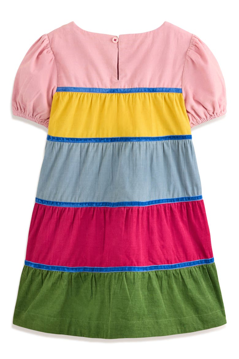 Kids' Colorblock Cotton Corduroy Tiered Dress, Alternate, color, PINK MULTI