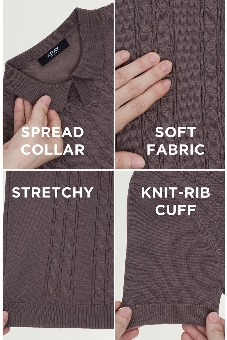 Kids' Cable Knit Polo Sweater, Alternate, color, MILK CHOCOLATE