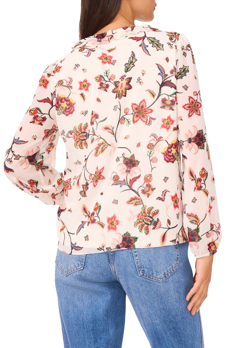 CeCe V-Neck Ruffle Top, Alternate, color, Buttercream