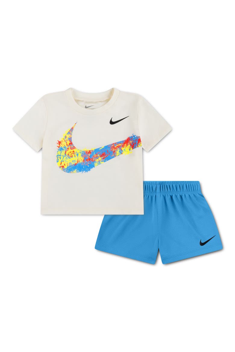 Logo Graphic Print T-Shirt & Shorts Set, Main, color, UNIVERSITY BLUE