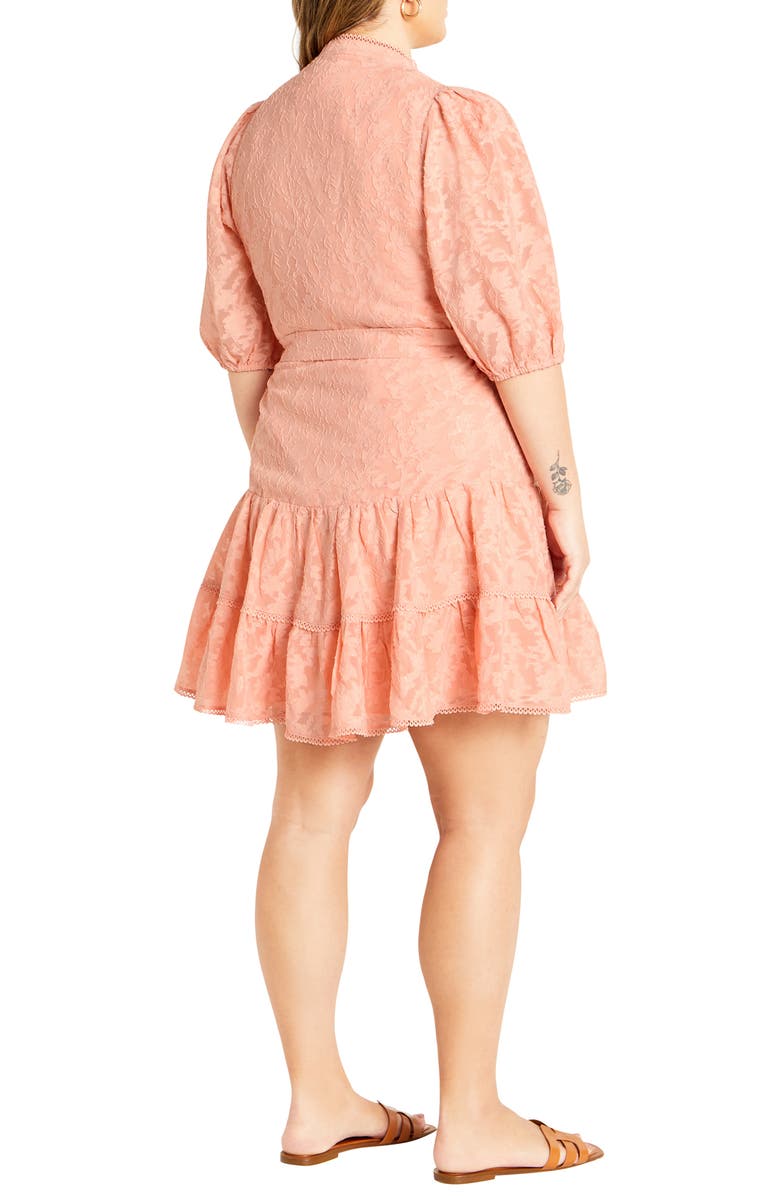 City Chic Chrissa Floral Puff Sleeve Tiered Minidress, Alternate, color, Dusty Pink
