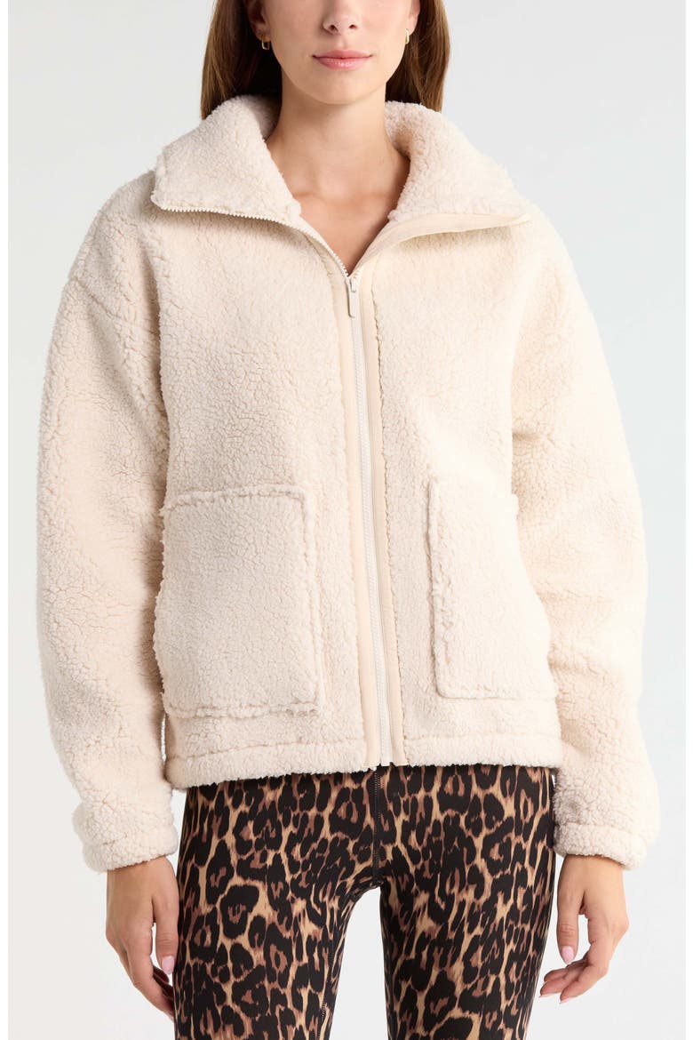 Haven Faux Shearling Zip Front Jacket, Alternate, color, IVORY BIRCH