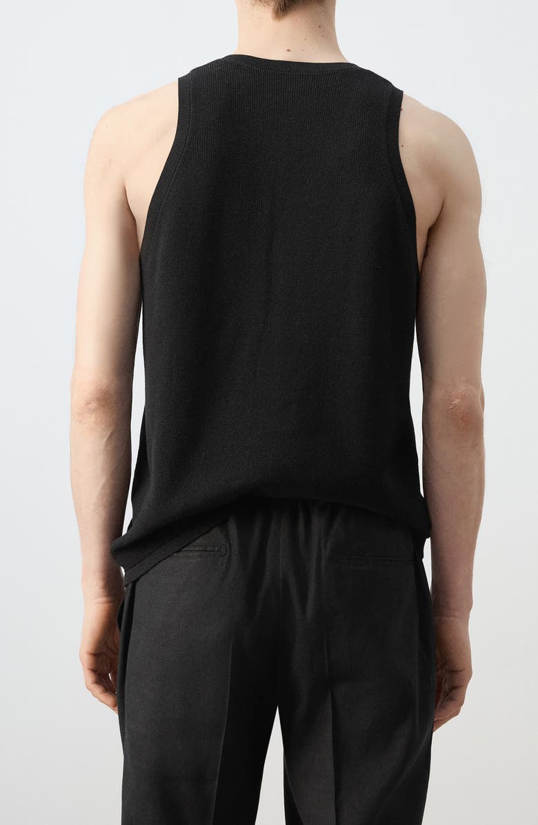 MANGO Slim Fit Cotton Rib Tank, Alternate, color, Black