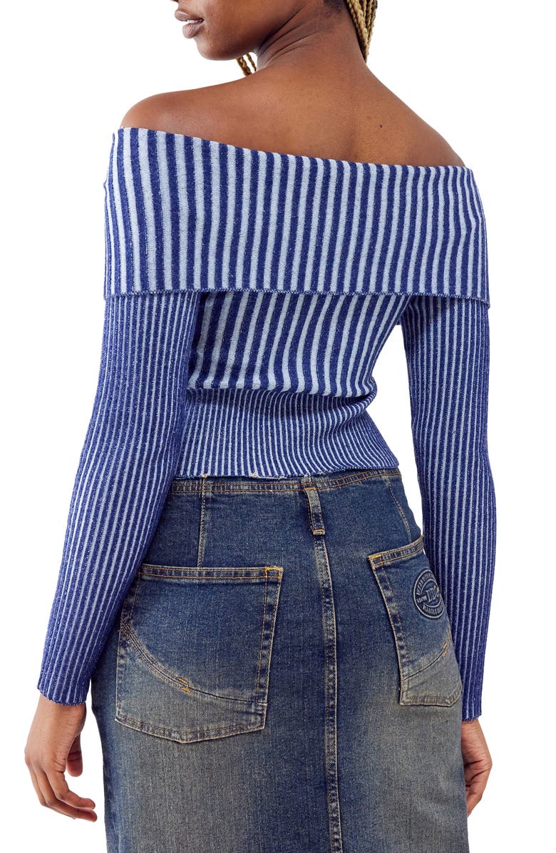 BDG Urban Outfitters Off the Shoulder Rib Zip Cardigan, Alternate, color, 