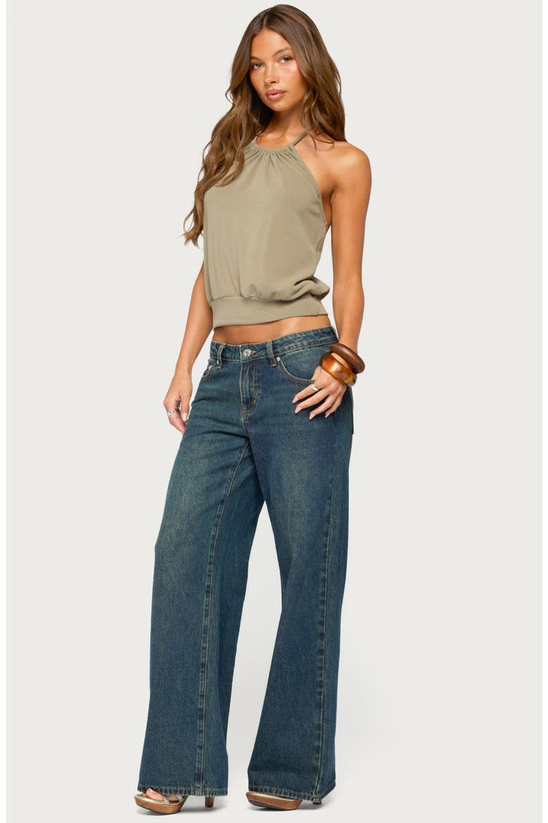 Bondi Cinched Waist Halter Top, Alternate, color, OLIVE
