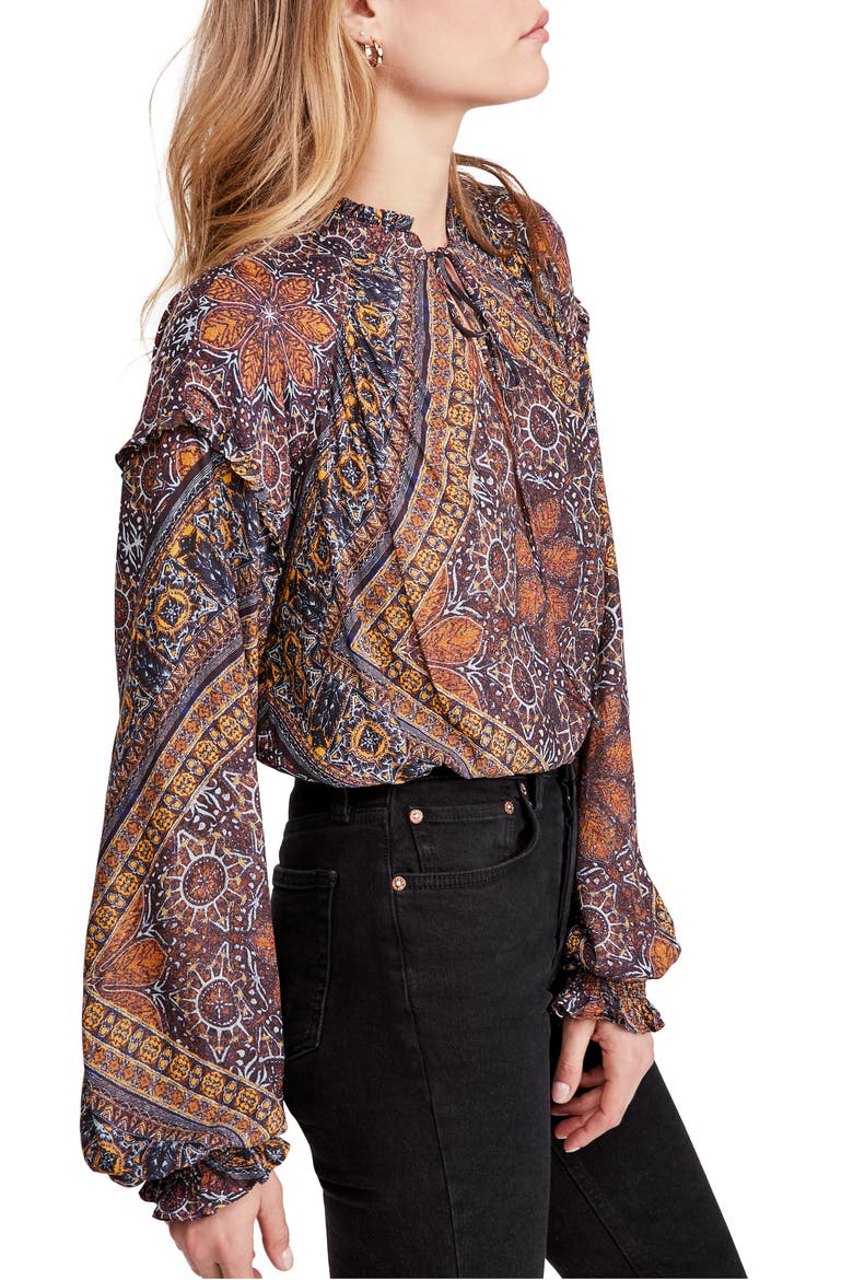 Little Runaway Blouse, Main, color, BLACK COMBO