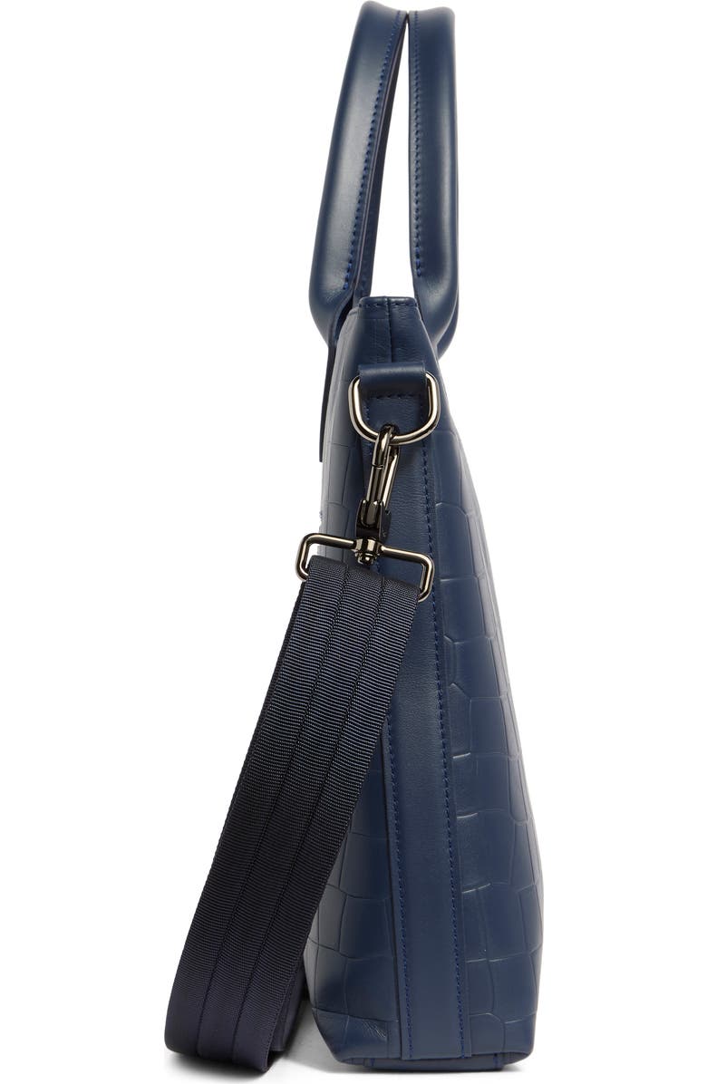 Longchamp Croc Embossed Briefcase, Alternate, color, Navy