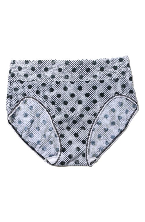 Hanky Panky Printed Signature Lace French Brief In Pinpoint White