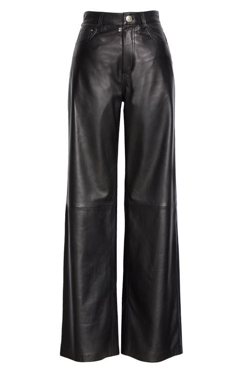 Rag & Bone High Waist Wide Leg Leather Pants In Black
