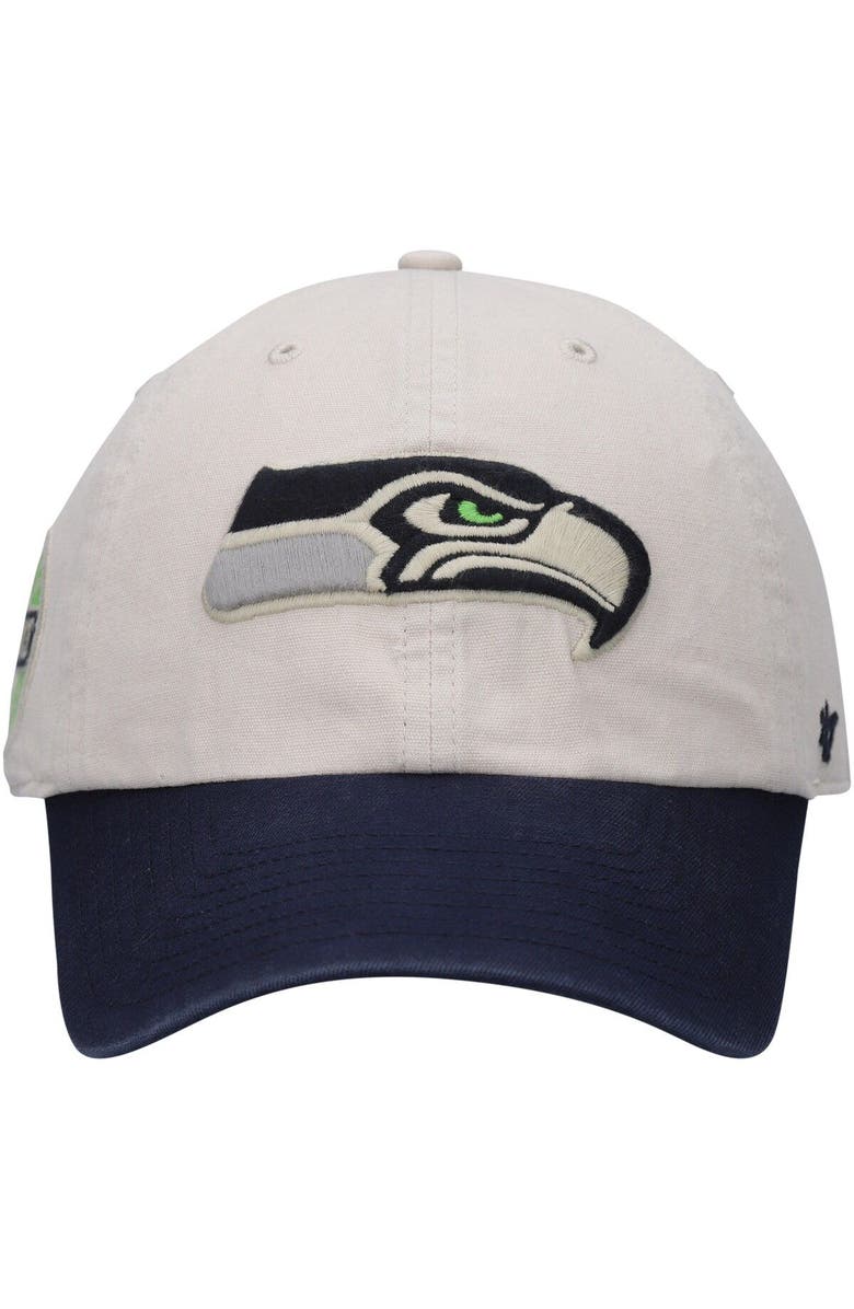 '47 Men's '47 Cream/College Navy Seattle Seahawks Sidestep Clean Up Adjustable Hat, Alternate, color, 