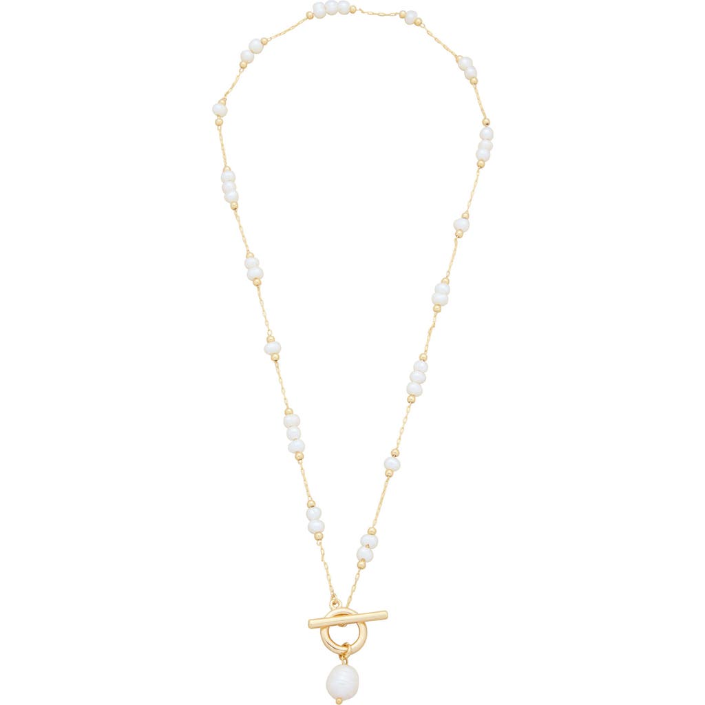 St. Moran 18k Gold Plate & Imitation Pearl Toggle Necklace In White/ Gold