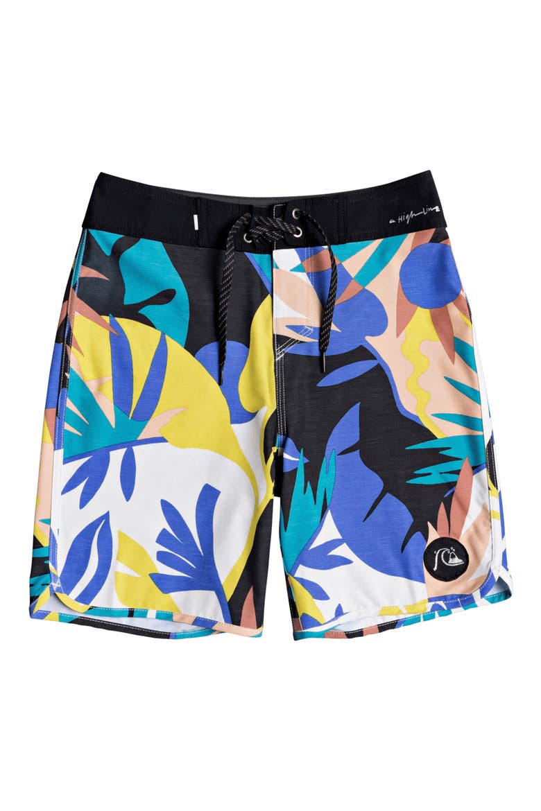 Highline Tropical Flow Board Shorts, Main, color, SNOW WHITE