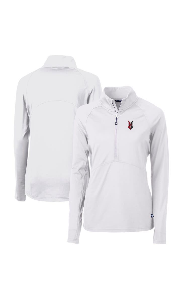 Cutter & Buck Women's Cutter & Buck White Indianapolis Indians Adapt Eco Knit Stretch Recycled Half-Zip Top, Main, color, 