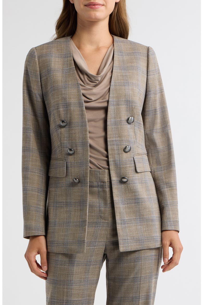 Faux Double Breasted Blazer, Main, color, NATURAL CLAY MULTI