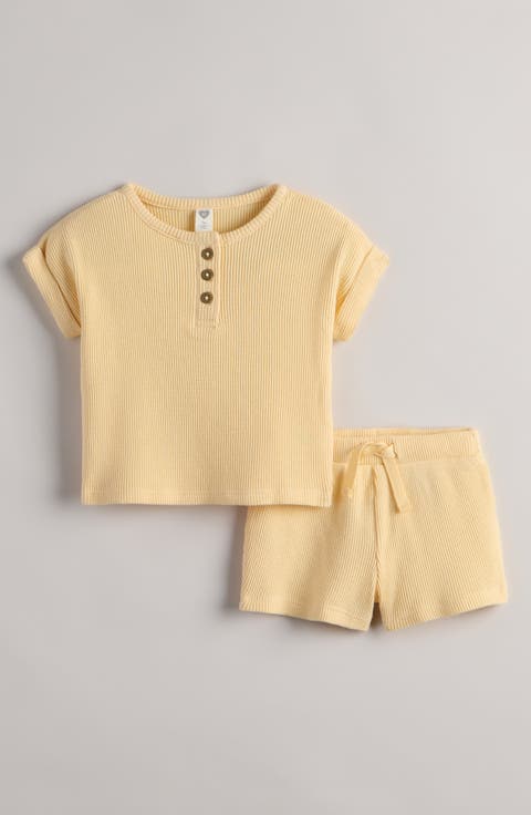 Waffle Knit Henley & Shorts Set (Baby)