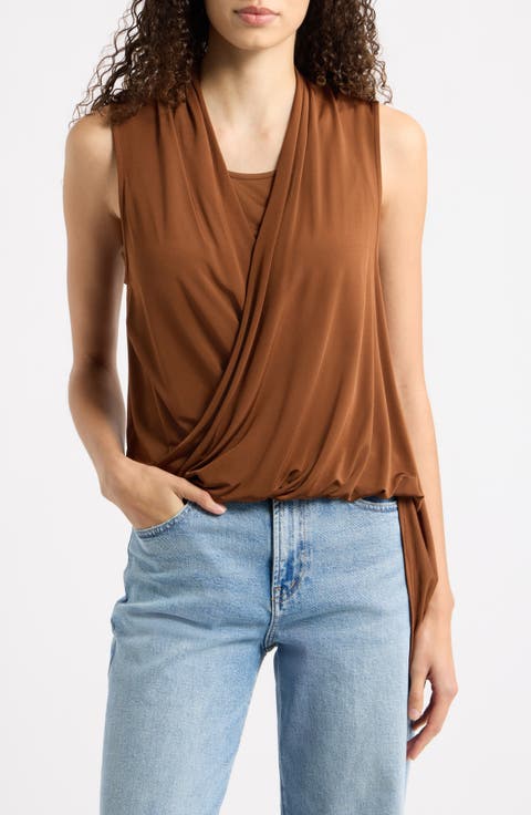 Adaline Asymmetrical Faux Wrap Tank