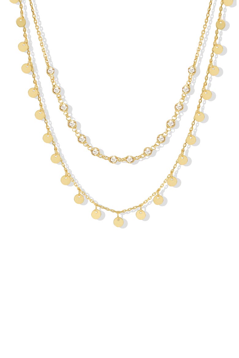 Shaker & Stone Station Layered Necklace, Main, color, GOLD