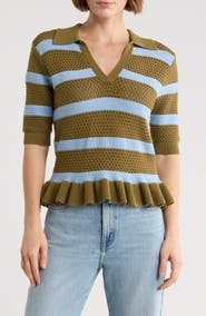 Scotch & Soda Pointelle Peplum Sweater