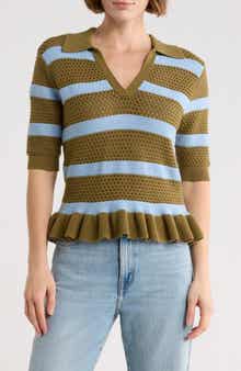 Scotch & Soda Pointelle Peplum Sweater