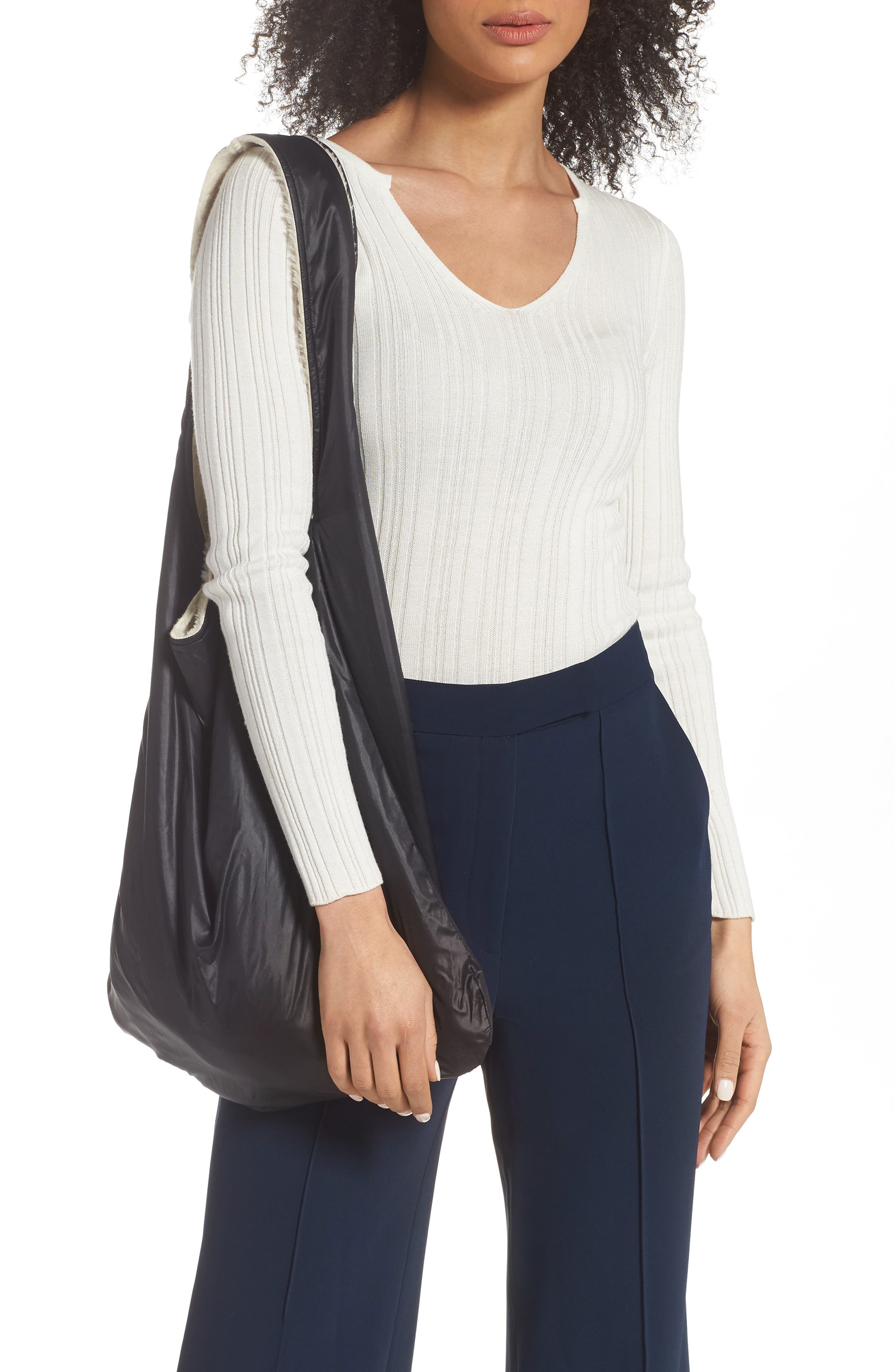 Eileen Fisher Reversible Recycled Polyester Fleece & Recycled Nylon Tote, Alternate, color, 