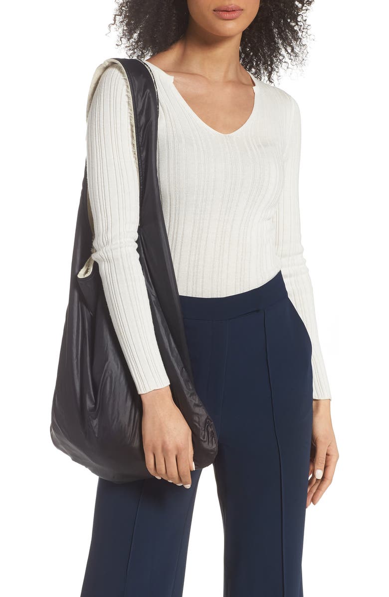 Eileen Fisher Reversible Recycled Polyester Fleece & Recycled Nylon Tote, Alternate, color,