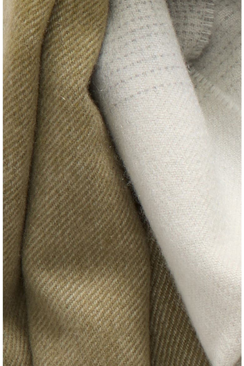 Cashmere Fringe Scarf, Alternate, color, OLIVE / GREY