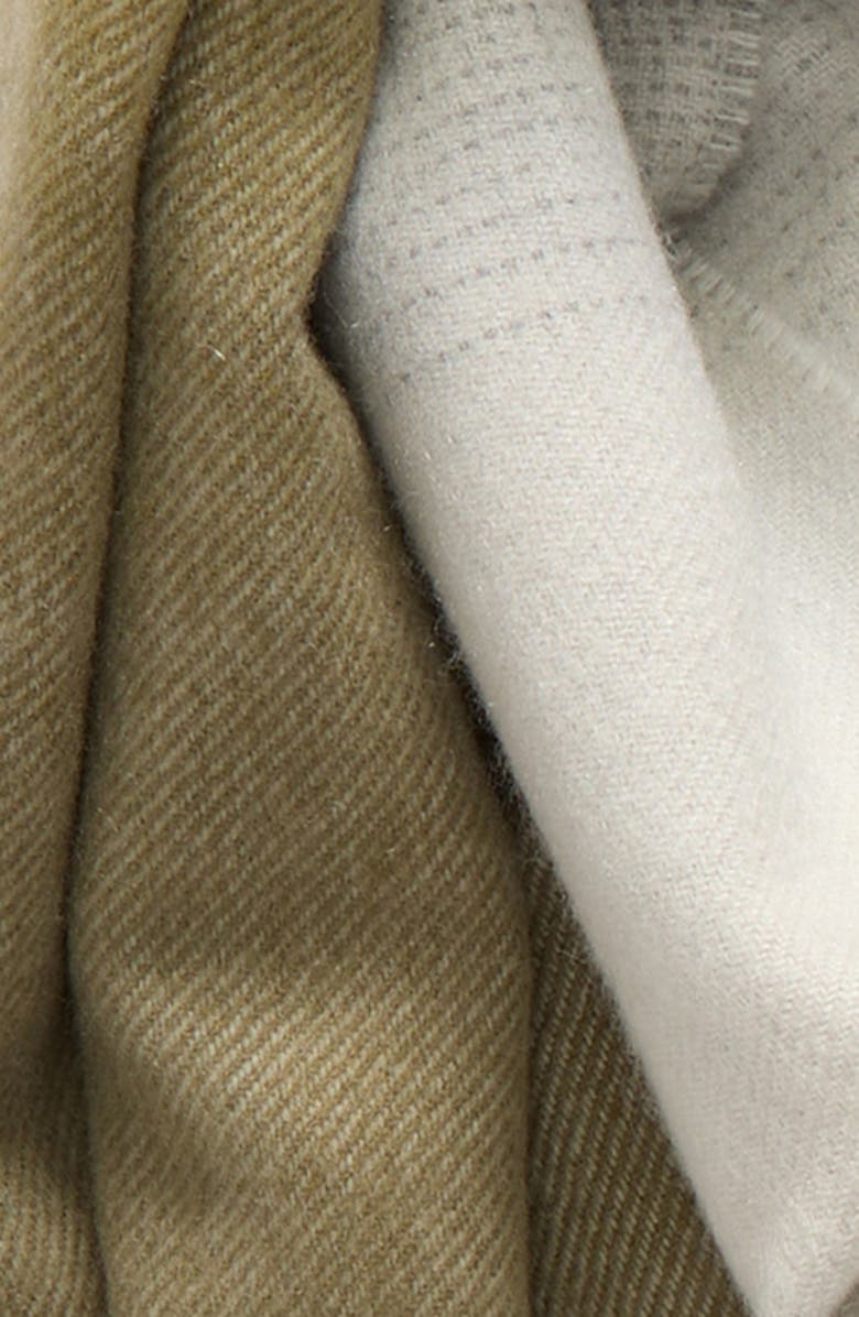 Johnstons of Elgin Cashmere Fringe Scarf, Alternate, color, Olive / Grey