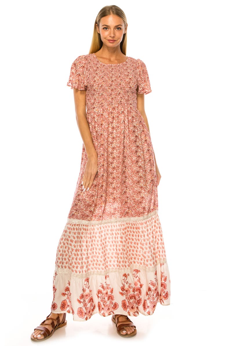 A COLLECTIVE STORY Floral Smocked Bodice Tiered Maxi Dress, Alternate, color, 