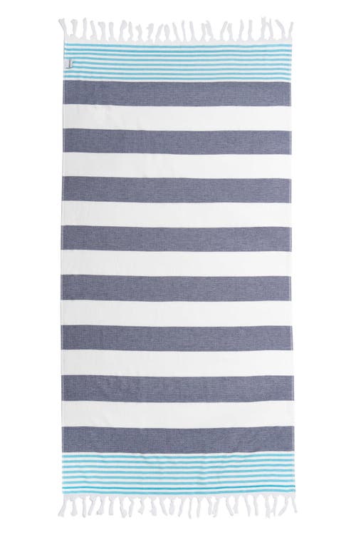 Infusezen Marine Striped Organic Turkish Towel With Soft Terry Cloth Lining