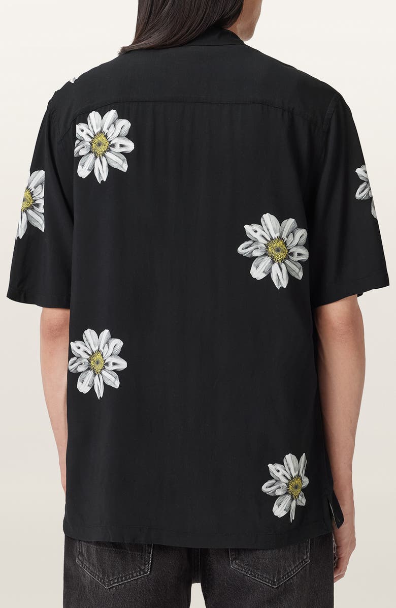 AllSaints Petal Camp Shirt, Alternate, color, Jet Black