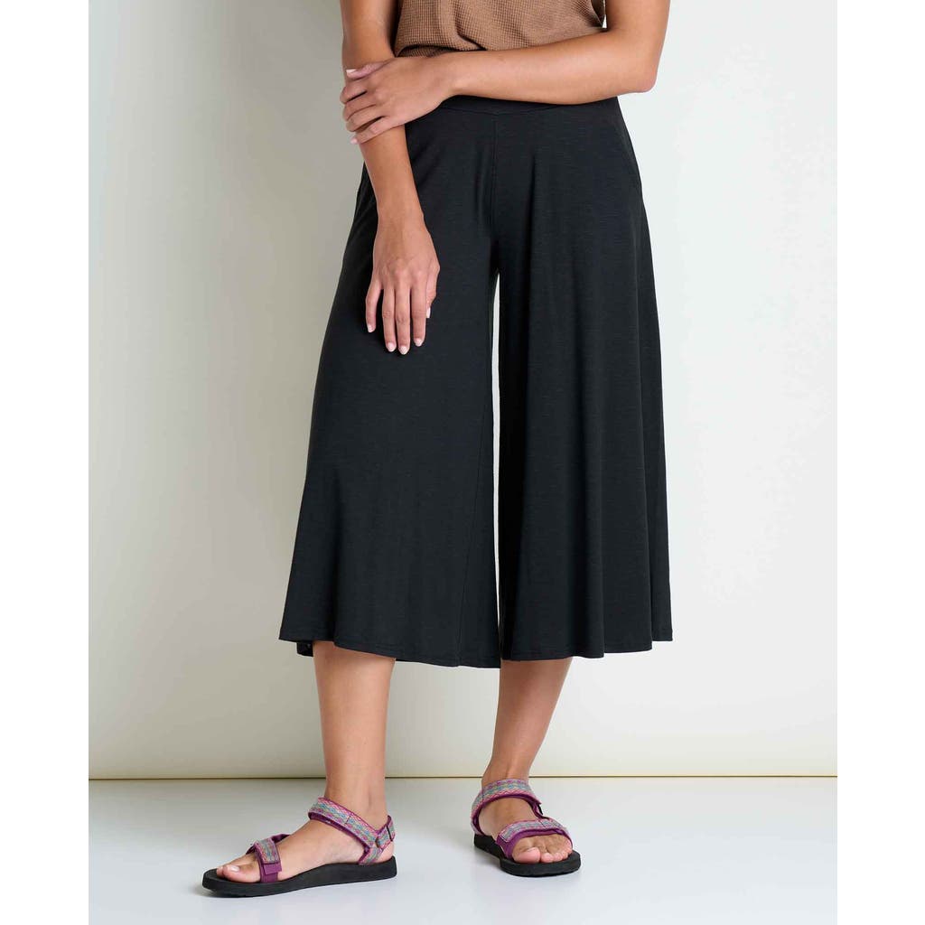 Toad And Co Toad & Co Chaka Culotte Pants Women's Black Elasticized Waist Wide-leg Red189 In Black