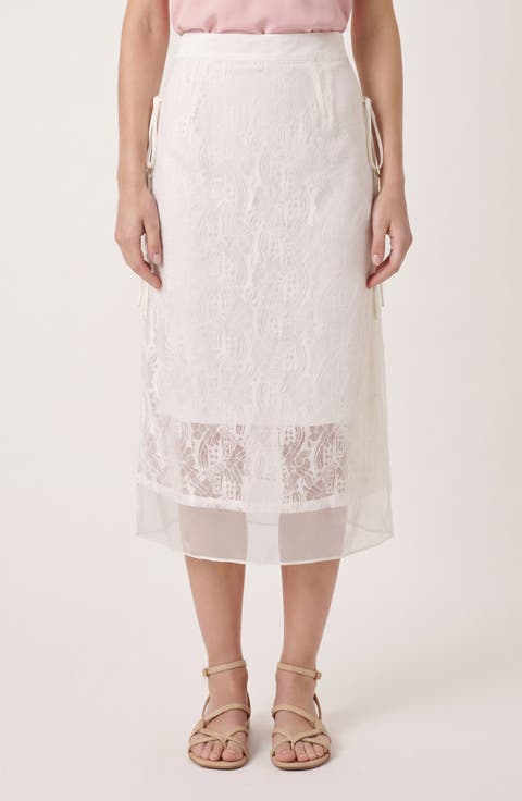 Lace Layered Skirt With Tie Waist