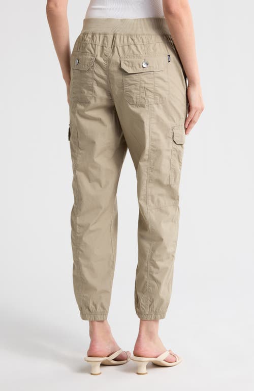 Dkny Ribbed Drawstring Waist Cargo Joggers In Vintage Khaki