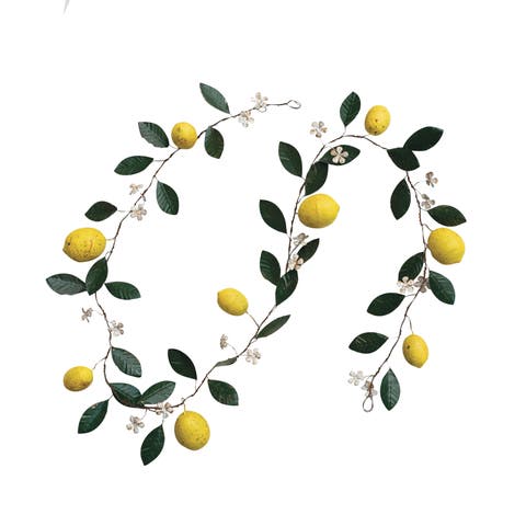 Metal Garland with Lemons and Leaves, Multicolor