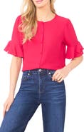 CeCe Bow Sleeve Button-Up Top