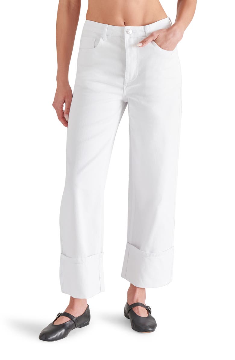 Steve Madden Noelie Cuffed High Waist Ankle Wide Leg Jeans, Main, color,