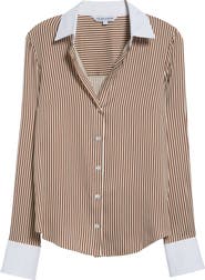 Veronica Beard Amelia Stripe Silk Blend Button-Up Shirt