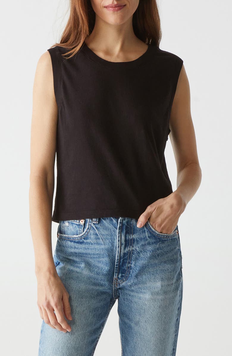 Michael Stars Johnnie Crewneck Cotton Tank, Main, color, Black