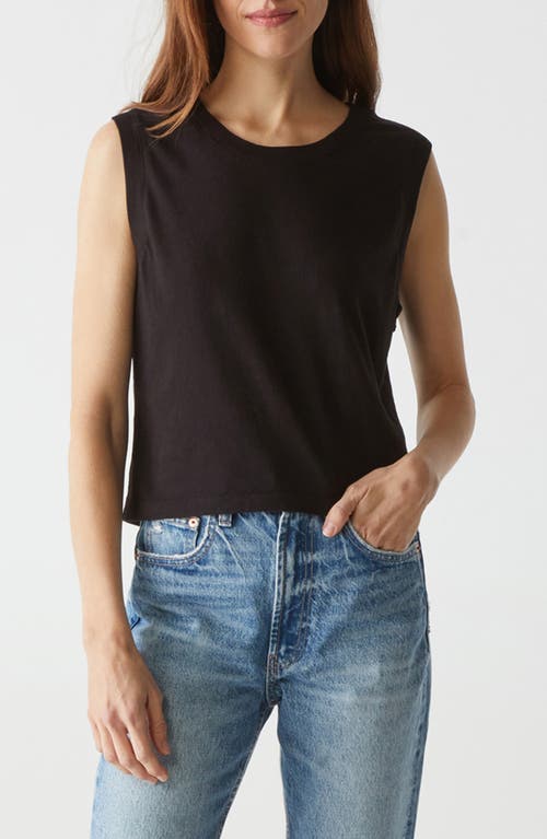 Michael Stars Johnnie Cropped Cotton Tank Top In Black