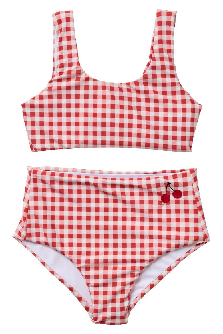 Kids' Gingham Cherry Two-Piece Swimsuit, Main, color, CHERRY