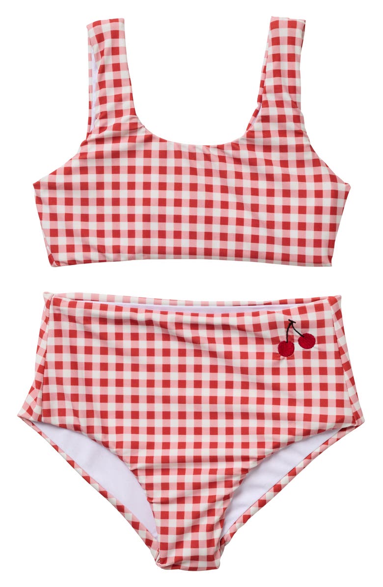SEAESTA SURF Kids' Gingham Cherry Two-Piece Swimsuit, Main, color, Cherry