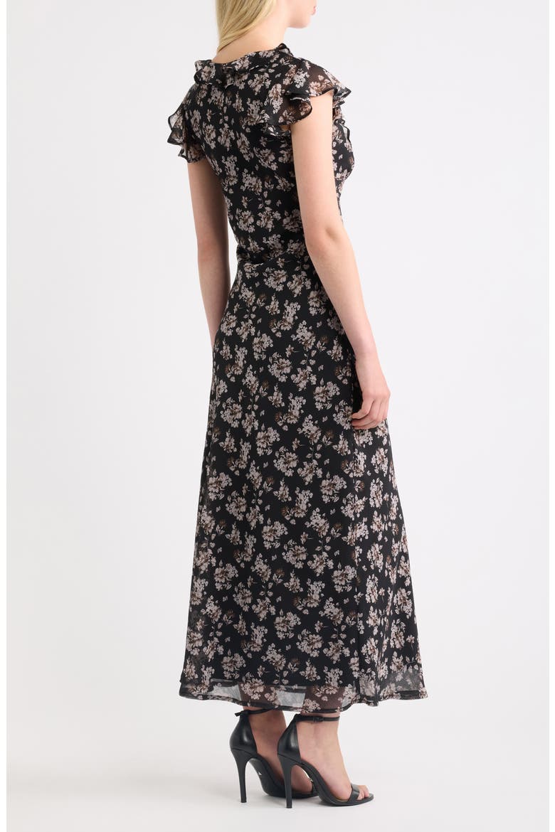 Carter Ruffle Cap Sleeve Maxi Dress, Alternate, color, BLACK FLORAL